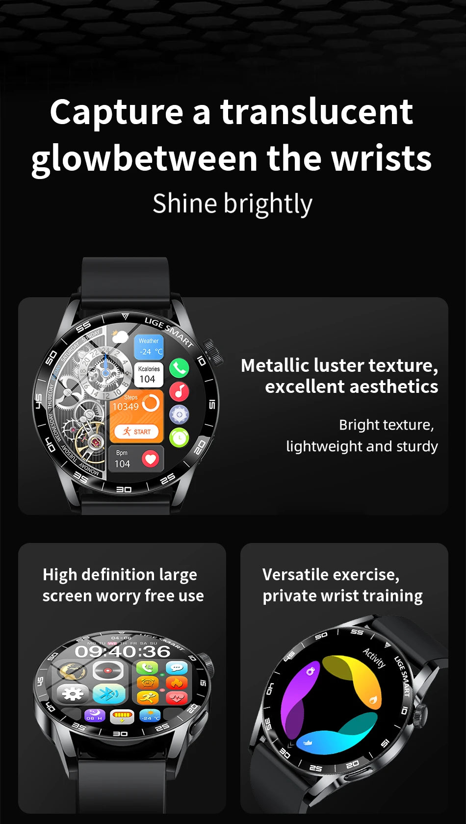 LIGE Reloj Inteligente HD 1.38 Bluetooth