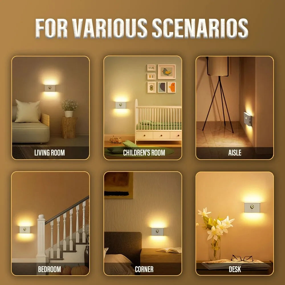 Lámpara de Pared LED con Sensor de Movimiento USB-C