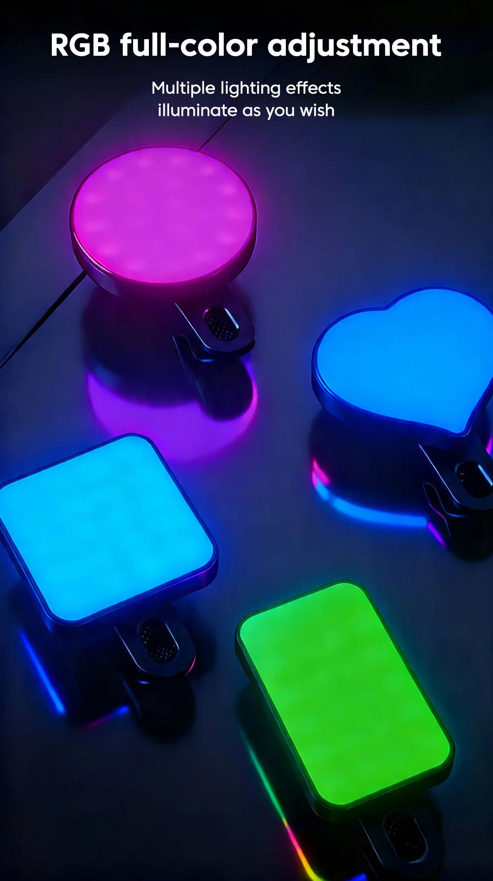 Mini Lámpara LED Portátil con Clip para Selfies, Recargable, 3 Modos, Brillo Ajustable, Apta para Teléfonos Móviles y Computadoras
