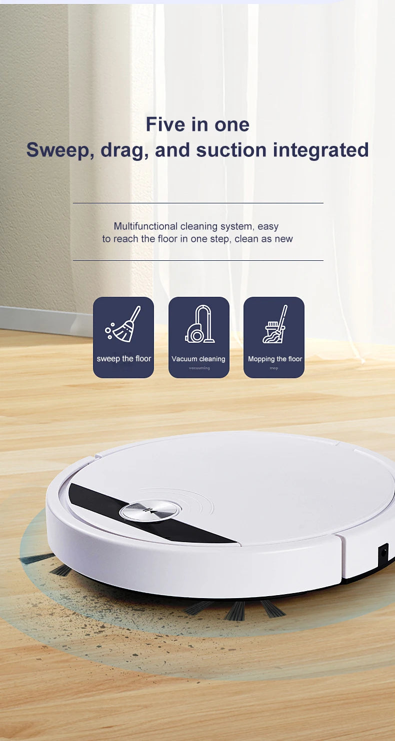 Robot Aspirador 3 en 1, 2800Pa, Control Remoto y App, Barrido Húmedo y Seco