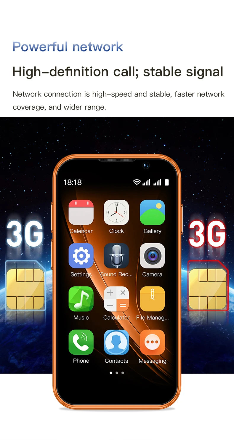 SOYES i17 Mini Smartphone pantalla de 3,0 "2GB RAM 16GB ROM Dual SIM en espera Cámara Dual Android 9,0 múltiples aplicaciones compatible con teléfono pequeño