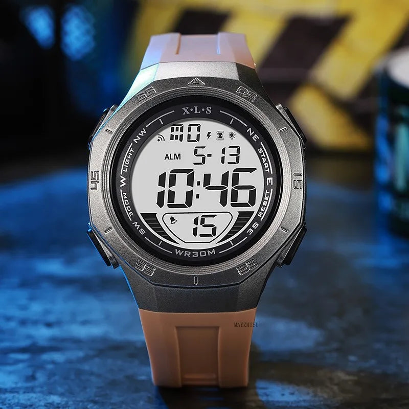 Reloj deportivo MAYZHISU para hombre, relojes de pulsera digitales LED resistentes al agua, cronómetro, despertador, relojes deportivos luminosos para hombres y adolescentes