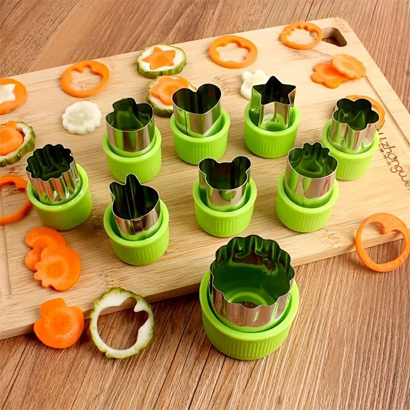 9 piezas/juego de corte de galletas y verduras de acero inoxidable-mini moldes en relieve de frutas y galletas para hornear de niños