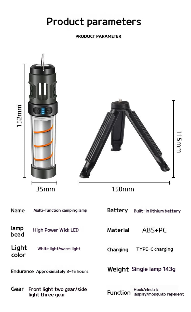 Lámpara Repelente de Mosquitos 3 en 1 para Camping