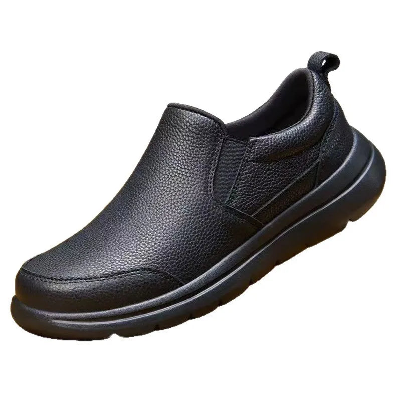 Zapatos informales sin cordones para hombre, zapatillas ligeras y cómodas, color negro, para papá mayor de mediana edad
