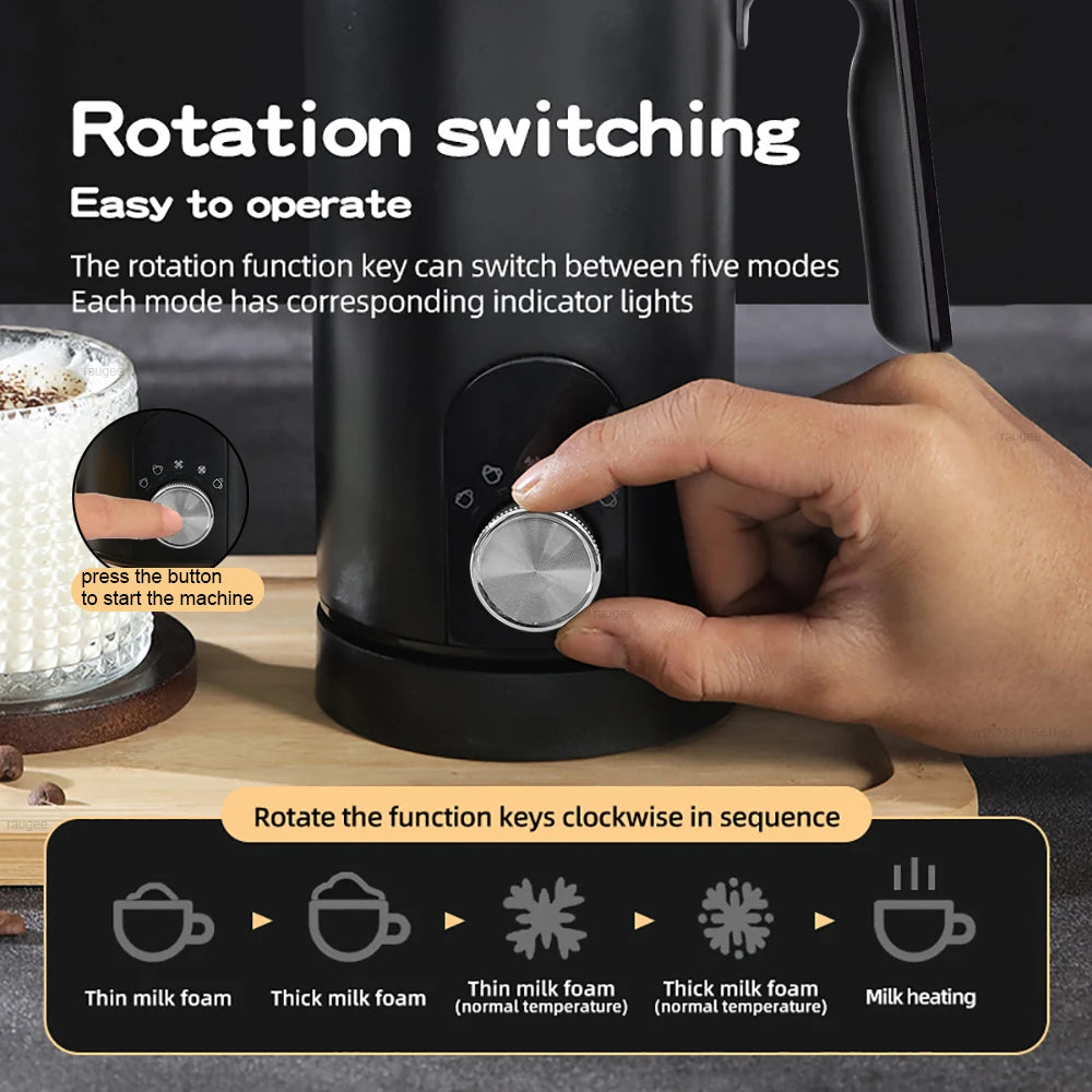 Espumador de leche eléctrico 5 en 1 raugee para café, capuchino y latte
