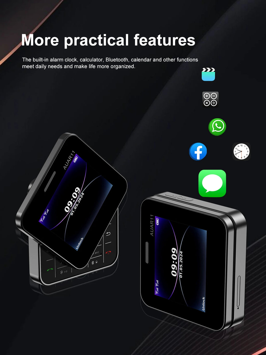 Teléfono SERVO AUAR11 Dual SIM 2G GSM Pantalla Giratoria 2.4"