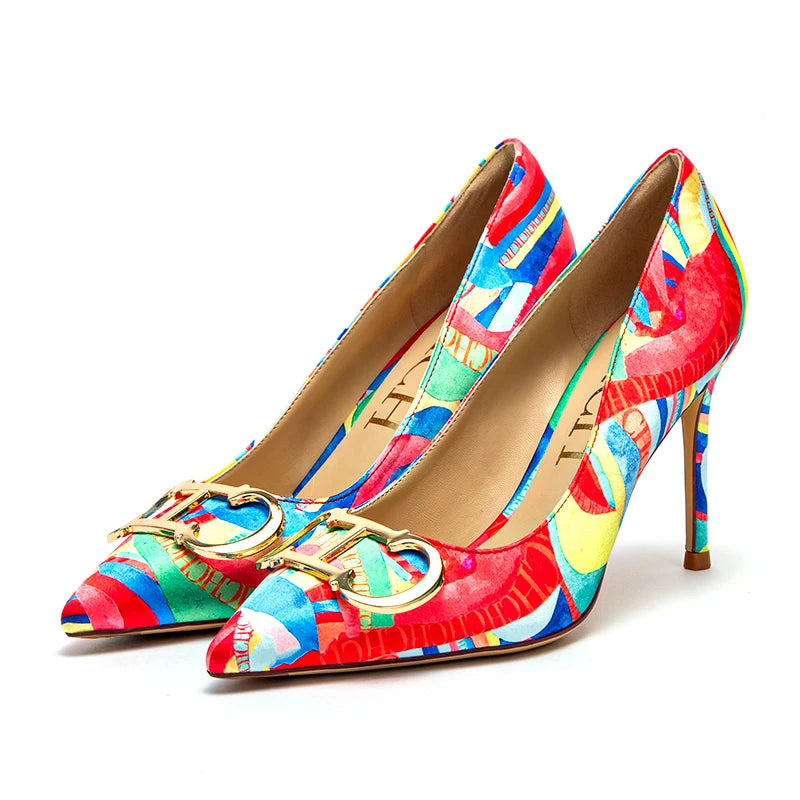 Zapatos de Tacón Alto para Mujer con Hebilla y Punta Fina 9 cm