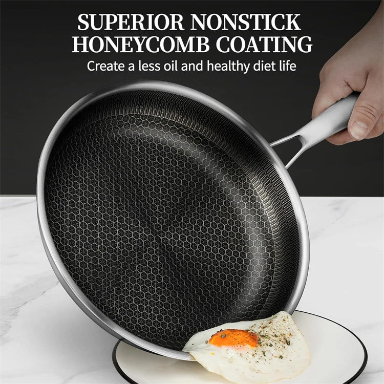 Sartén antiadherente de 20 24 y 28cm, sartén de cocina de acero inoxidable, sartén híbrida sin PFOA, sartén de cocina apta para lavavajillas JT562