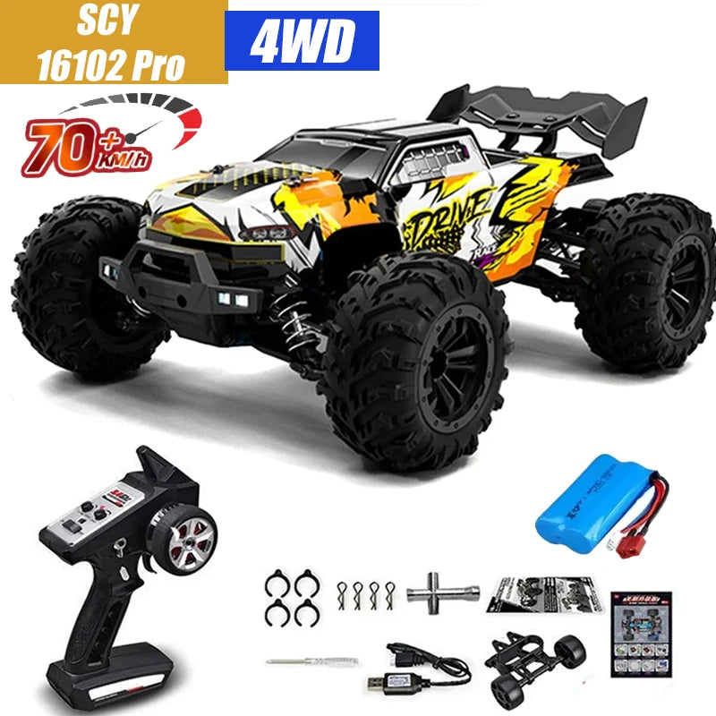 Coche RC MJX VS SCY 16101 16102 PRO 4WD 70Km/h 1/16 de Alta Velocidad, Monster Truck Todoterreno con Control Remoto, Vehículo Eléctrico
