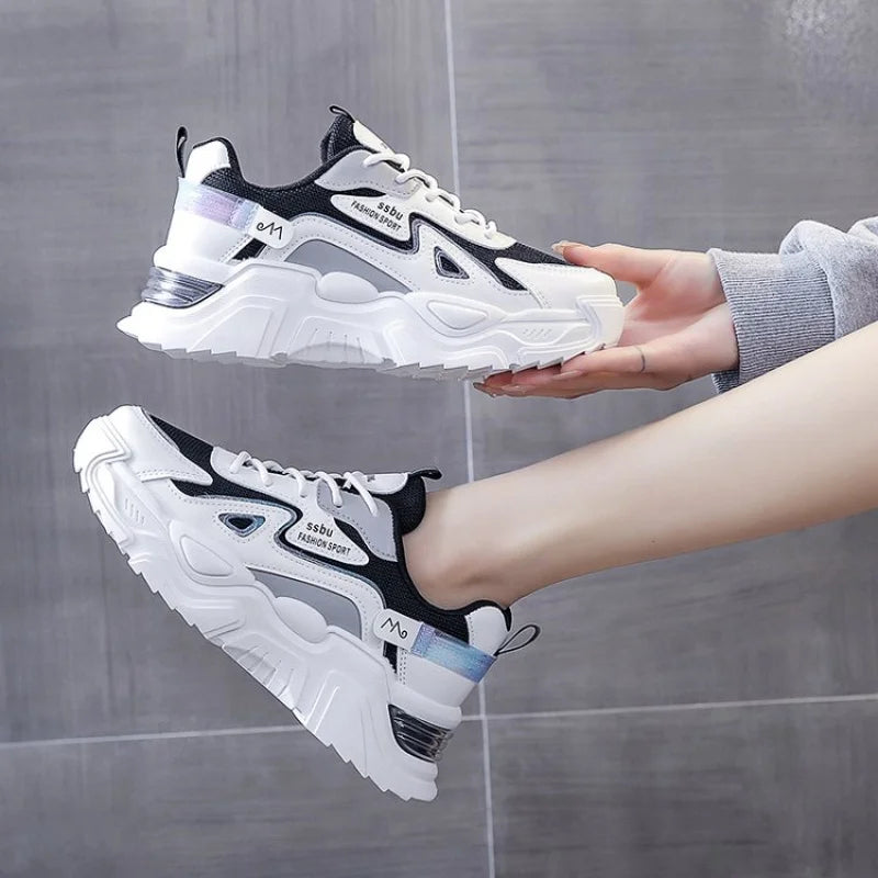 2025 zapatillas de deporte para mujer, zapatos planos con plataforma, zapatos de mujer, zapatillas informales verdes, zapatillas gruesas para mujer, zapatos de mujer