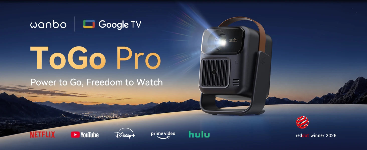 Proyector portátil Wanbo Togo Pro, 500 ANSI, 1080P, Google TV, batería 3,5h