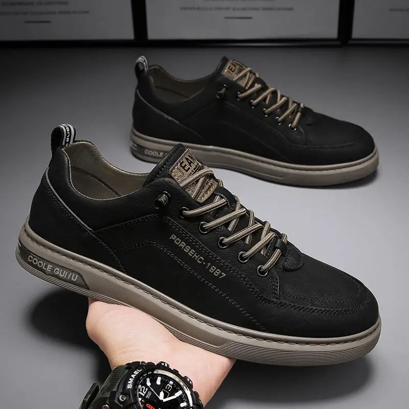 Zapatos de cuero para hombre, zapatos de Cricket cómodos e informales, zapatillas de deporte de moda para hombre, zapatos de conducción ligeros
