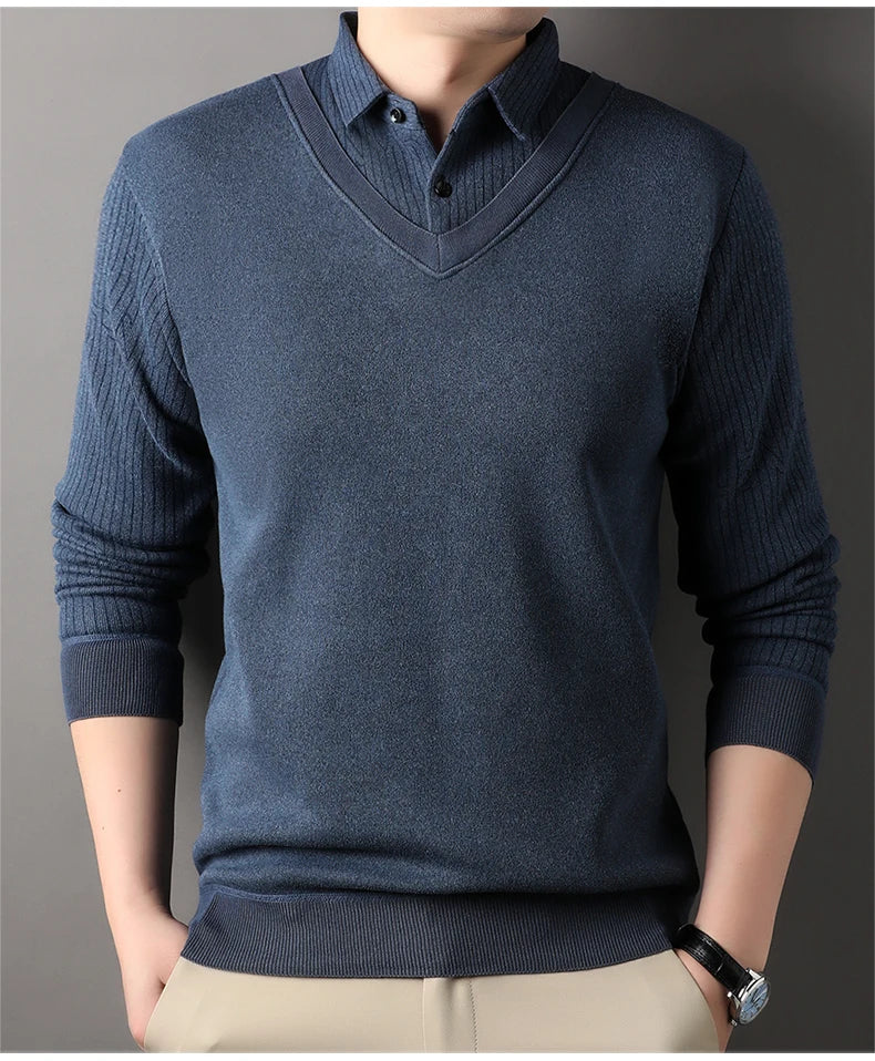 Suéter de Punto a Cuadros para Hombre | Cuello Cuadrado
