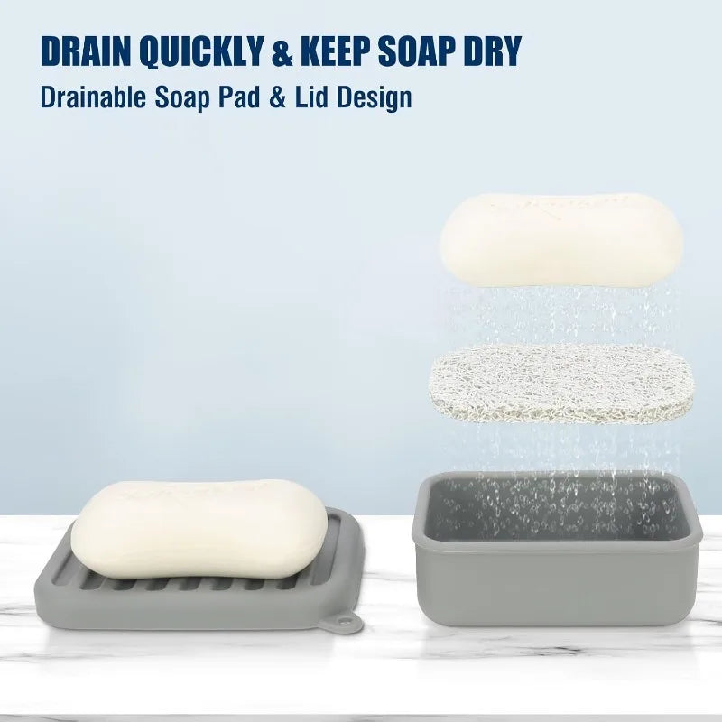 Estuche de Silicona Portátil para Jabón de Viaje, a Prueba de Fugas, con Tapa de Drenaje, Soporte Compacto para Jabón en Barra, Duradero para Camping, Gimnasio y Artículos de Aseo