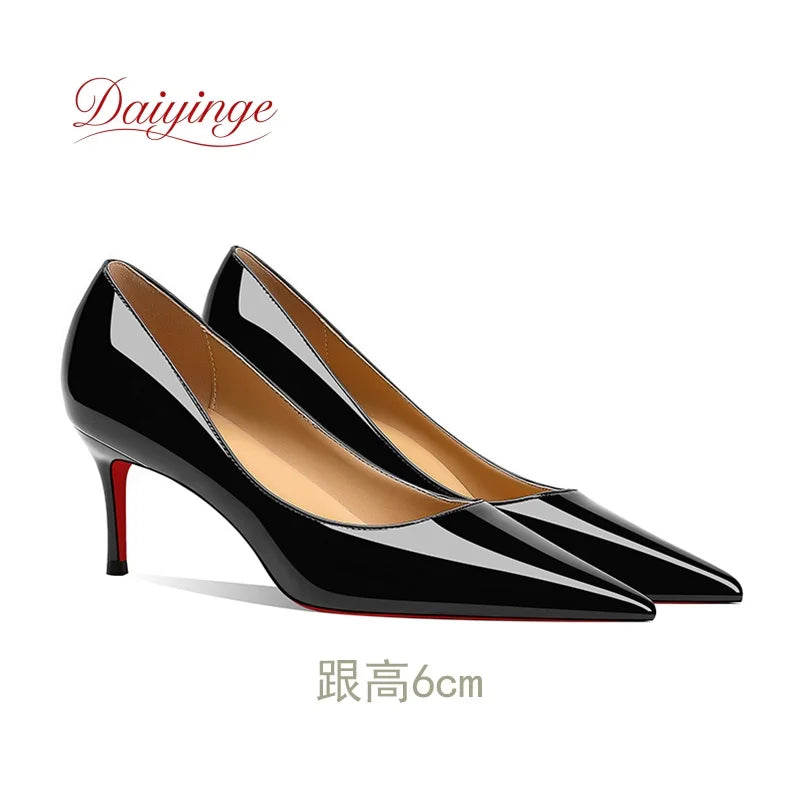 Zapatos de Tacon de Aguja con Suela Roja para Mujer, Punta Fina