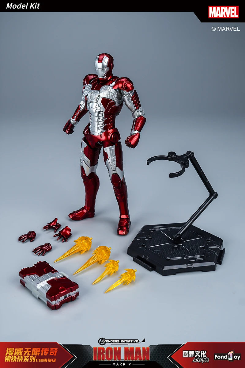 Figura de Anime de Iron Man MK5 de Marvel, Kit de Modelo a Escala 1/12, Serie Infinity Saga, Ironman Mark 5, Ensamblaje ABS, Articulaciones Móviles, Regalos y Juguetes