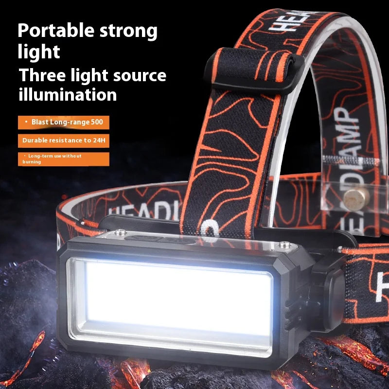 Linterna Frontal LED COB Recargable USB-C con Sensor para Camping