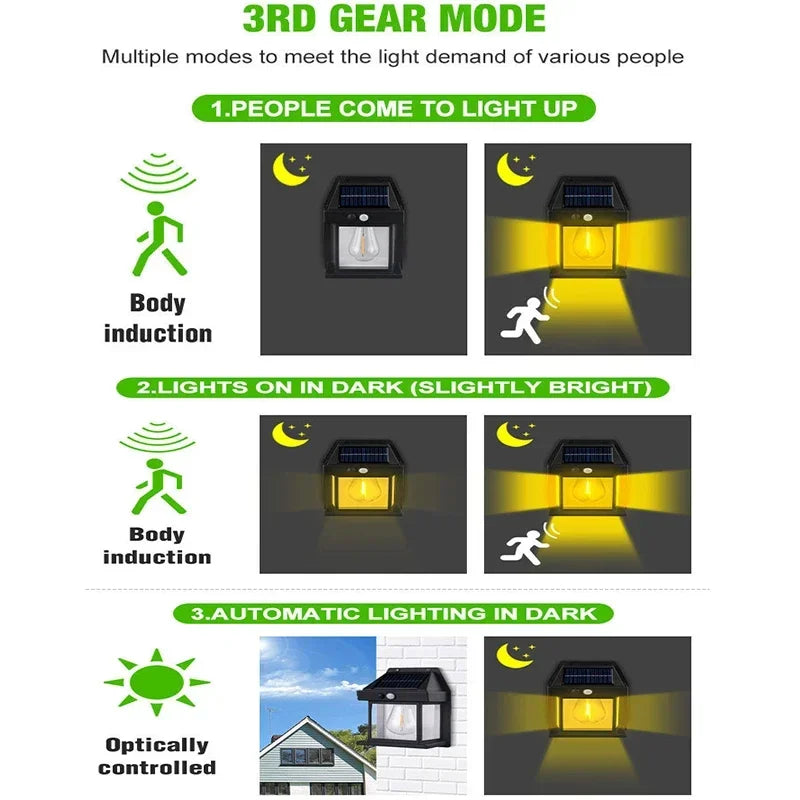Lámpara Solar de Pared con Sensor para Porche