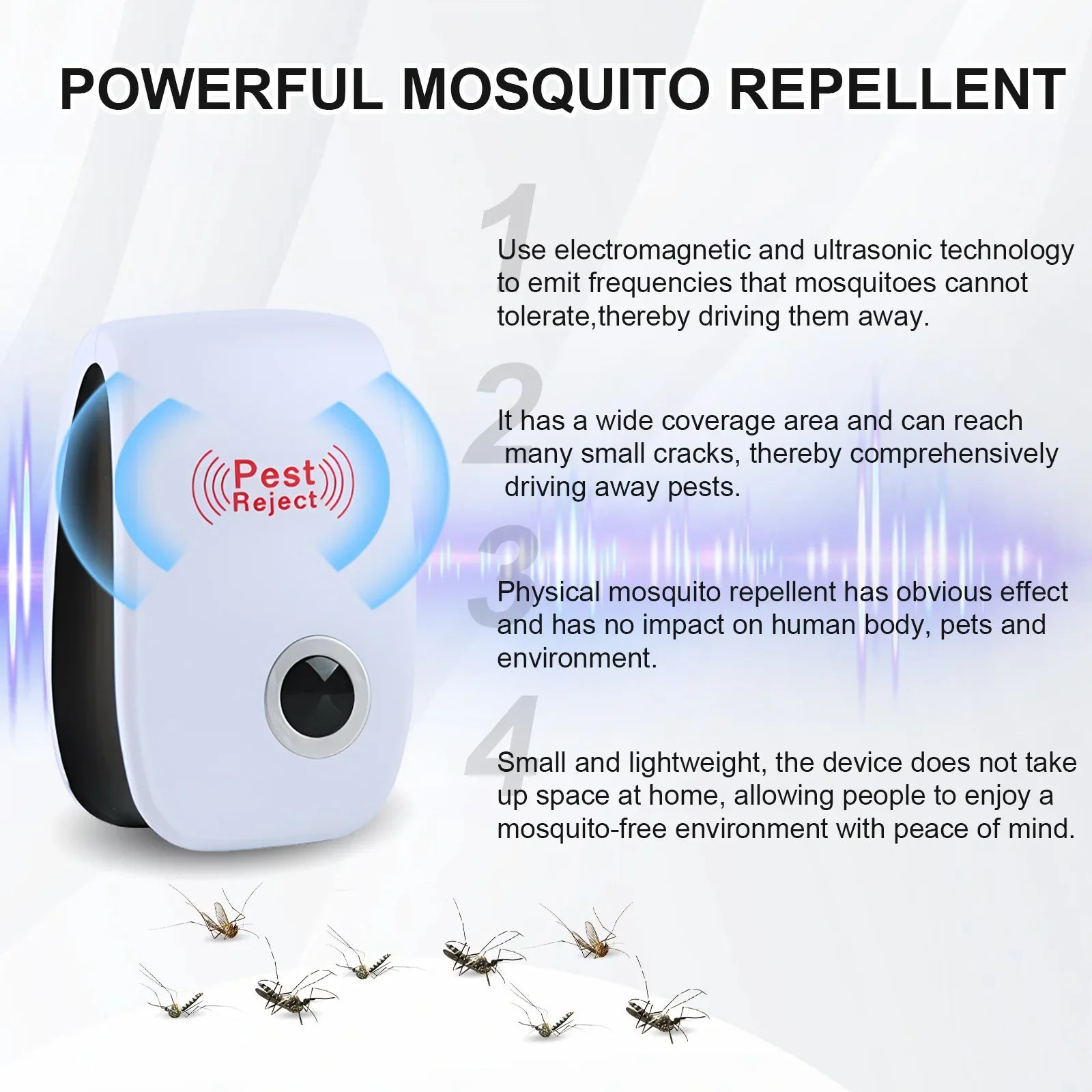 Repelente ultrasónico de plagas enchufable, control electrónico de insectos, repelente de mosquitos para el hogar, repelente de ratones, hormigas, arañas, cucarachas