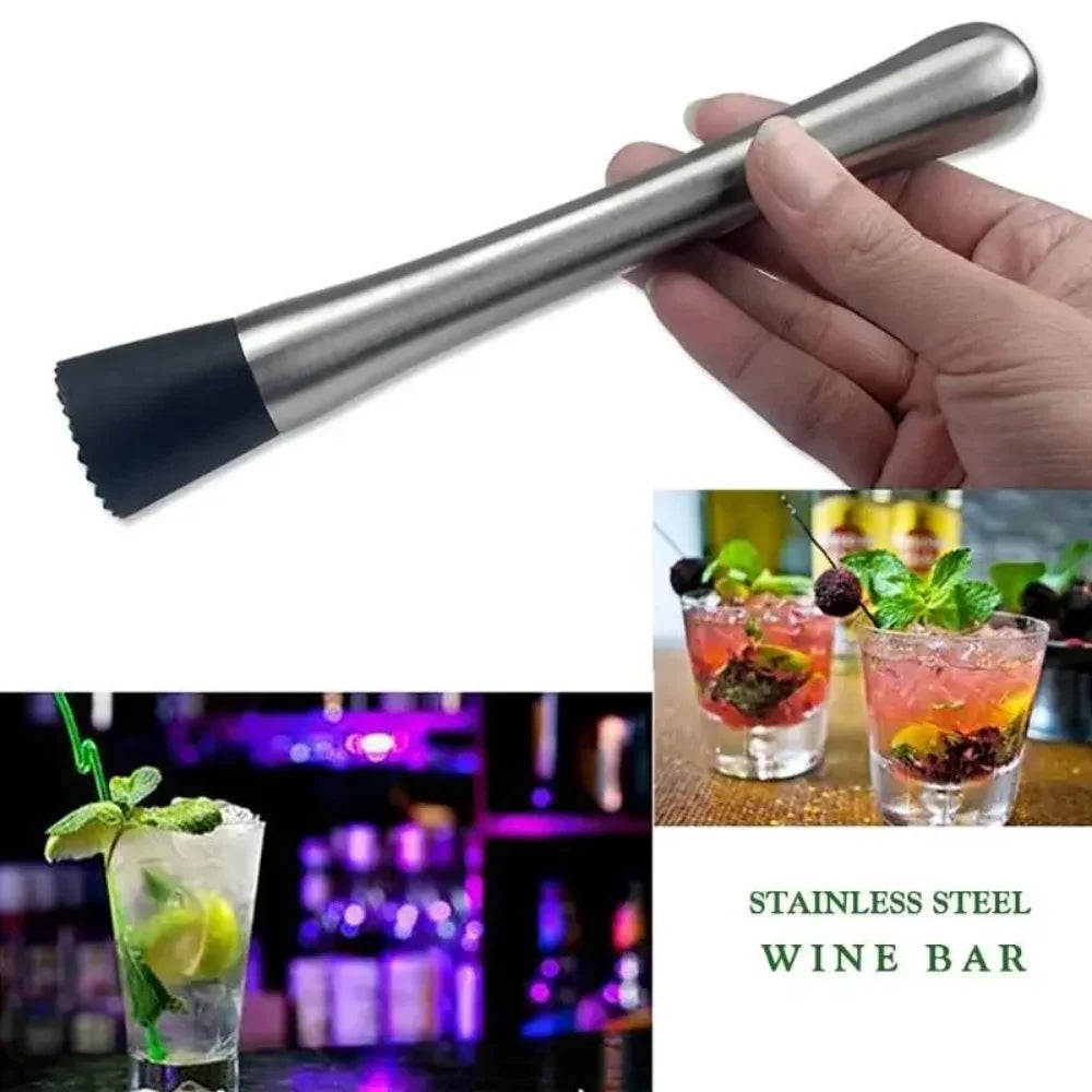 Muddler de Acero Inoxidable de 21/30CM, Herramienta de Barman, Triturador de Limones y Hielo para Mojitos, Bebidas de Frutas, Uso en el Hogar, Cocina y Bar
