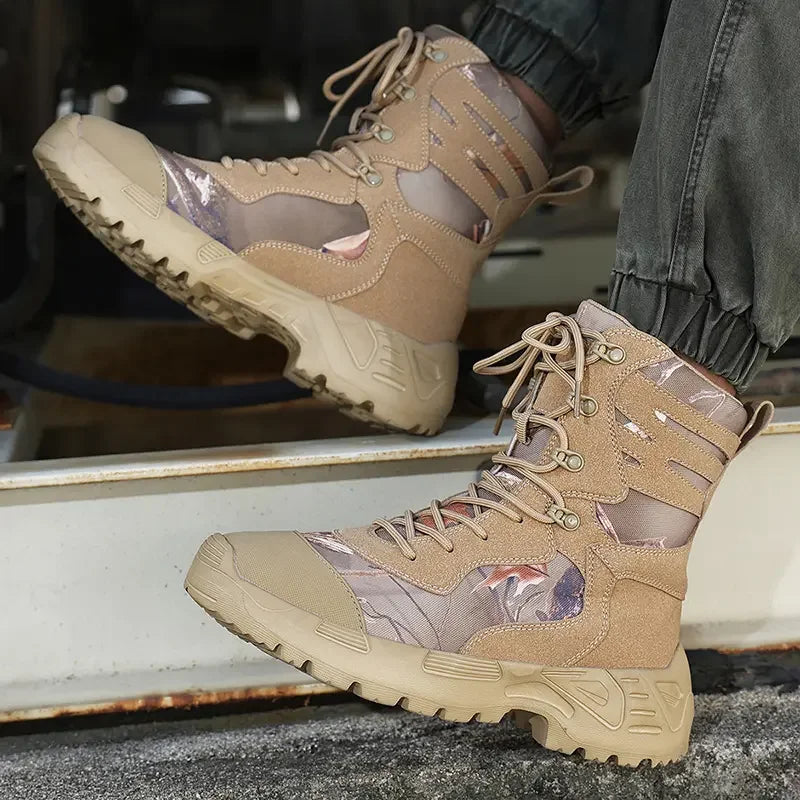 Botas tácticas de senderismo para hombre, caña alta, antideslizantes