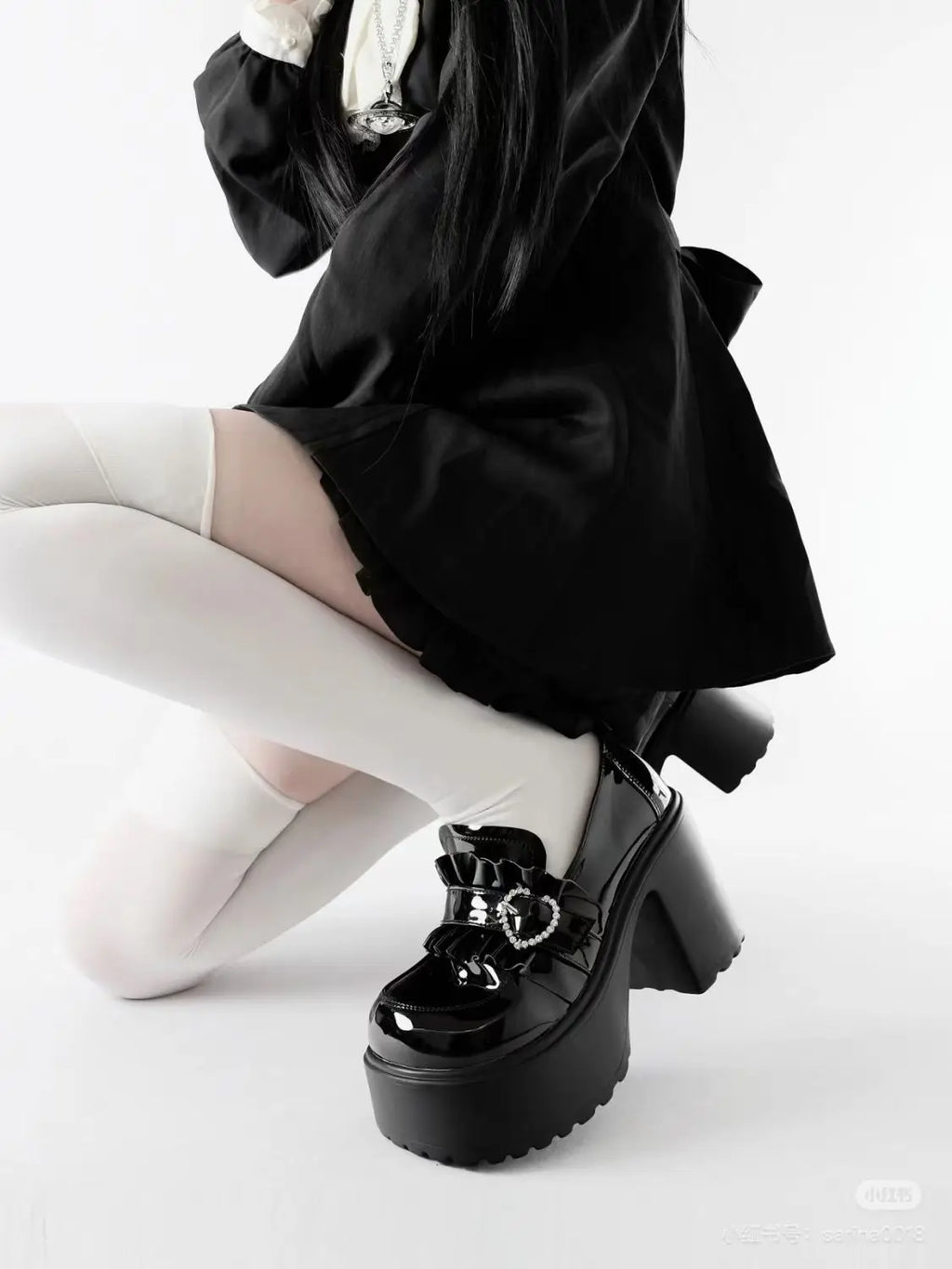 Zapatos Mary Jane Lolita de Plataforma con Hebilla Corazón para Mujer