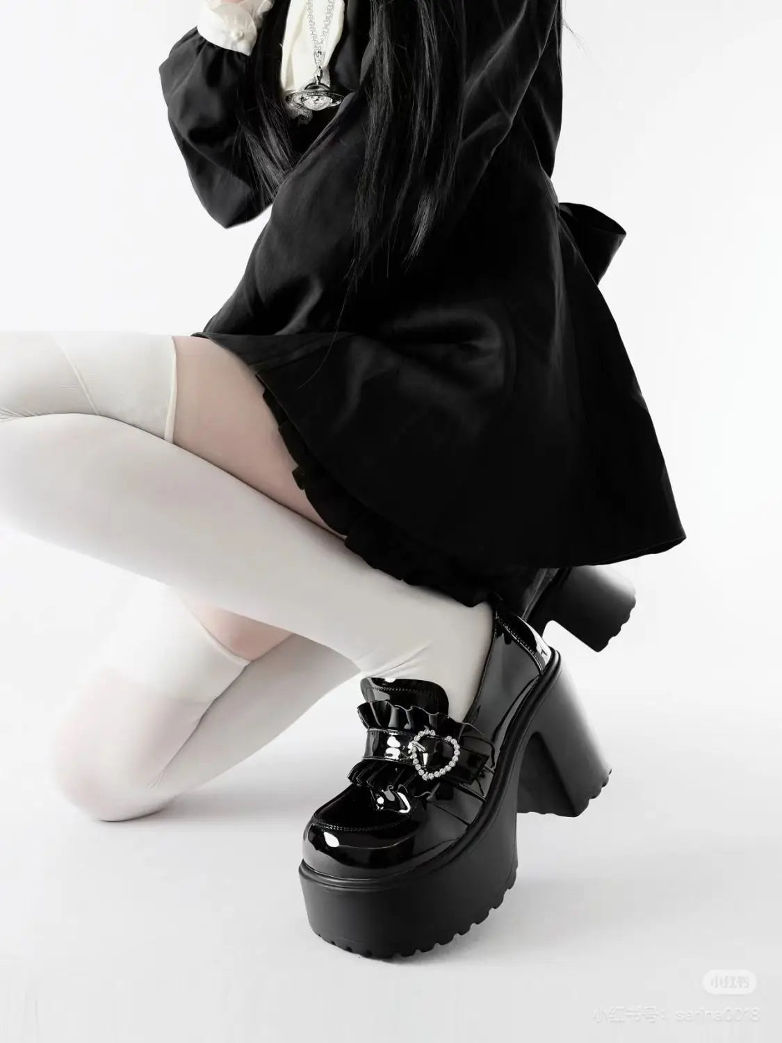 Zapatos Mary Jane Lolita de Plataforma con Hebilla Corazón para Mujer