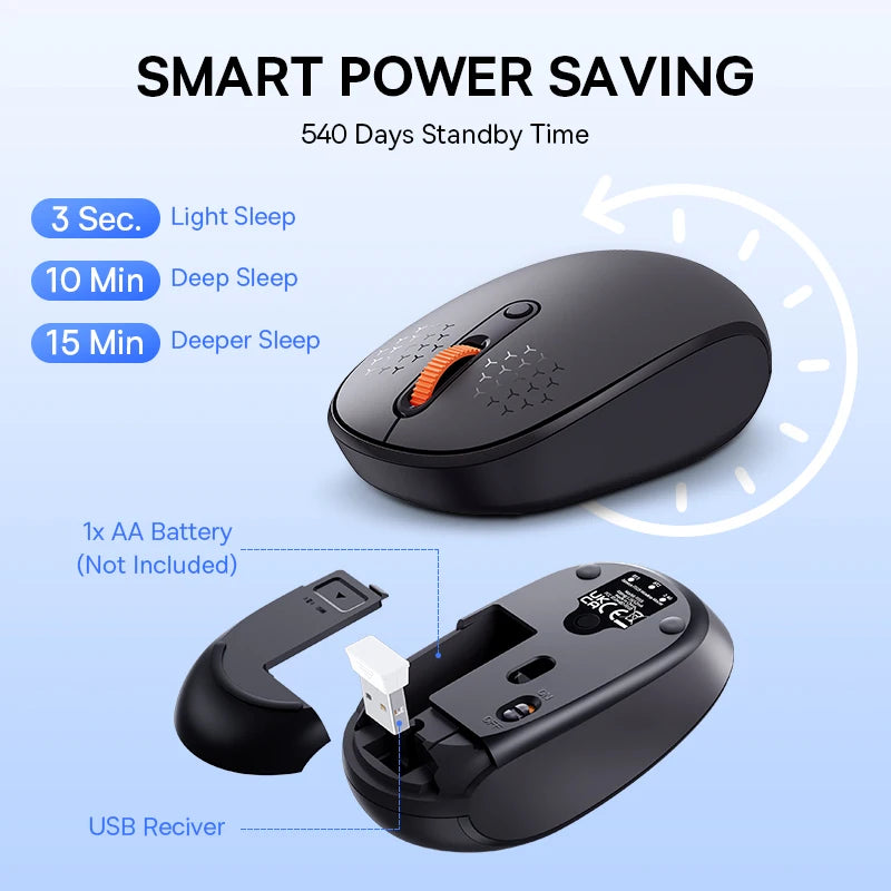 Ratón Baseus inalámbrico Bluetooth para ordenador, ratón silencioso de 1600DPI con receptor Nano USB de 2,4 GHz para PC, MacBook, tableta, portátil