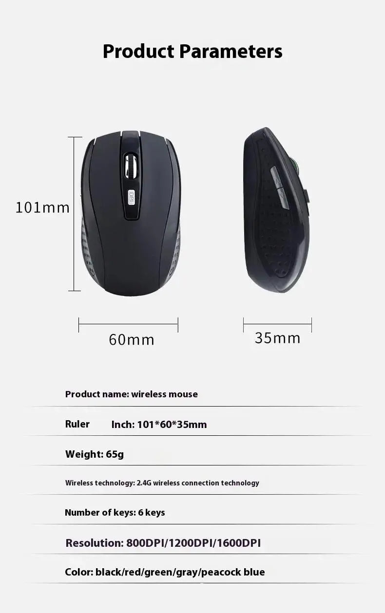 Ratón inalámbrico de 2,4G, ratón óptico para juegos de 2,4 Ghz, Mini ratón silencioso delgado de 800/1200/1600 DPI para portátiles Macbook PC