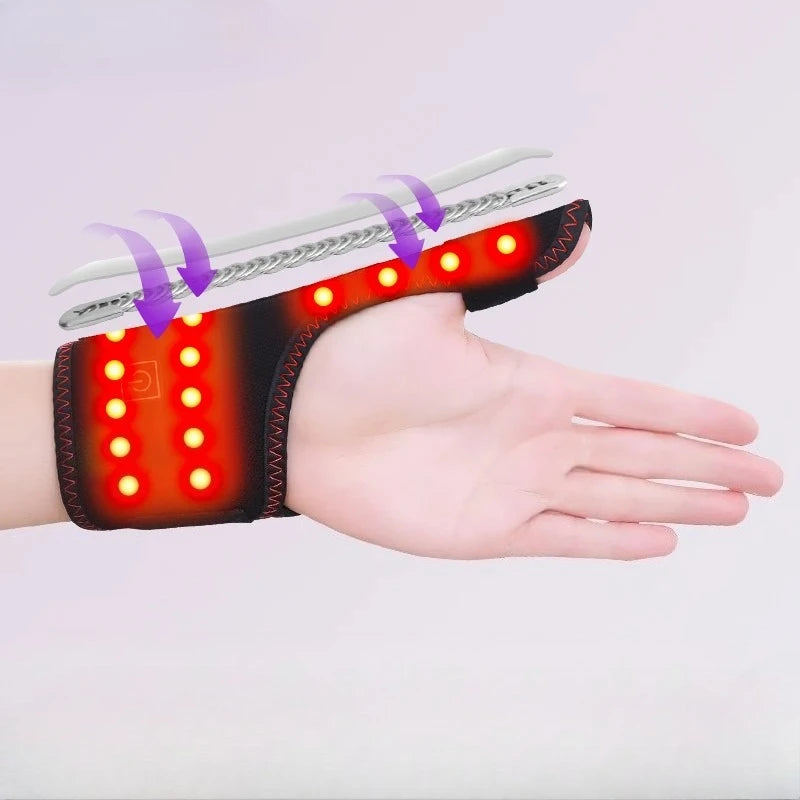 Soporte Térmico para Muñeca y Pulgar con Masajeador Vibratorio, Almohadilla Eléctrica Calefactable para Dedos, Estabilizador de Pulgar para Alivio del Túnel Carpiano