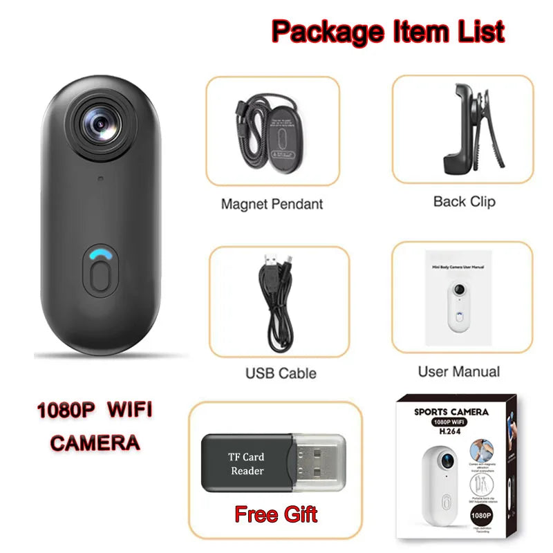 Bodycam 4K magnética con WiFi, impermeable y clip giratorio para exteriores