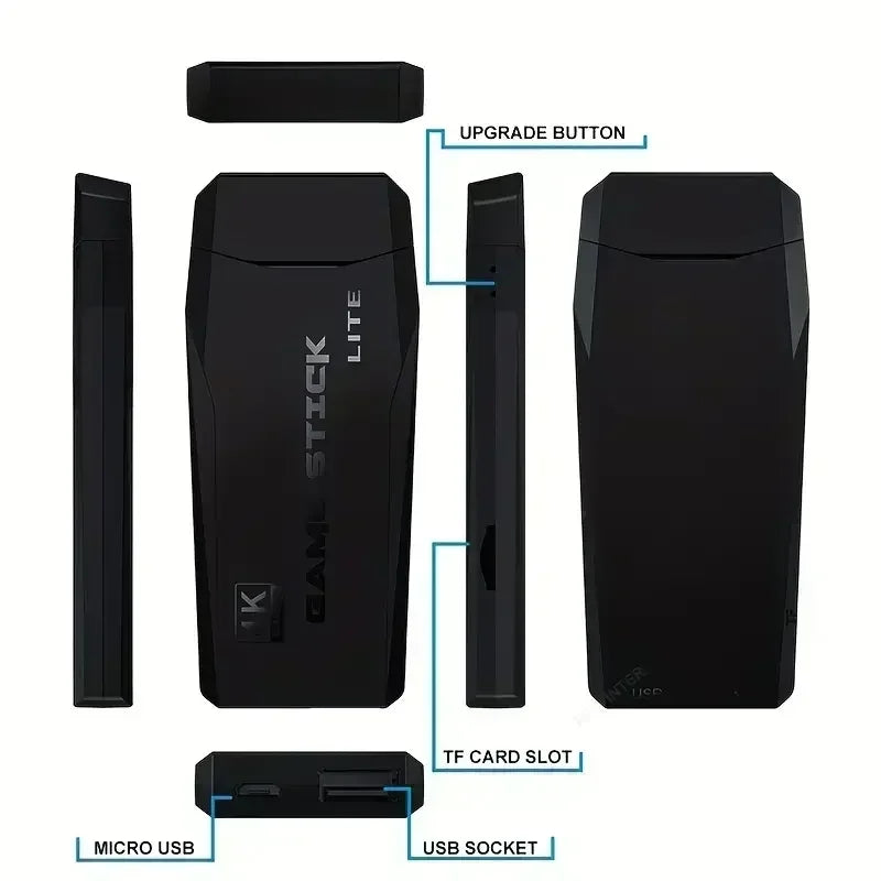 Consola de Videojuegos 2.4G con Dos Controles Inalámbricos 4K HDMI para PS1/SFC/NES TV y PC, 20000 Juegos, 64GB, Retro, Regalo de Navidad para Niños