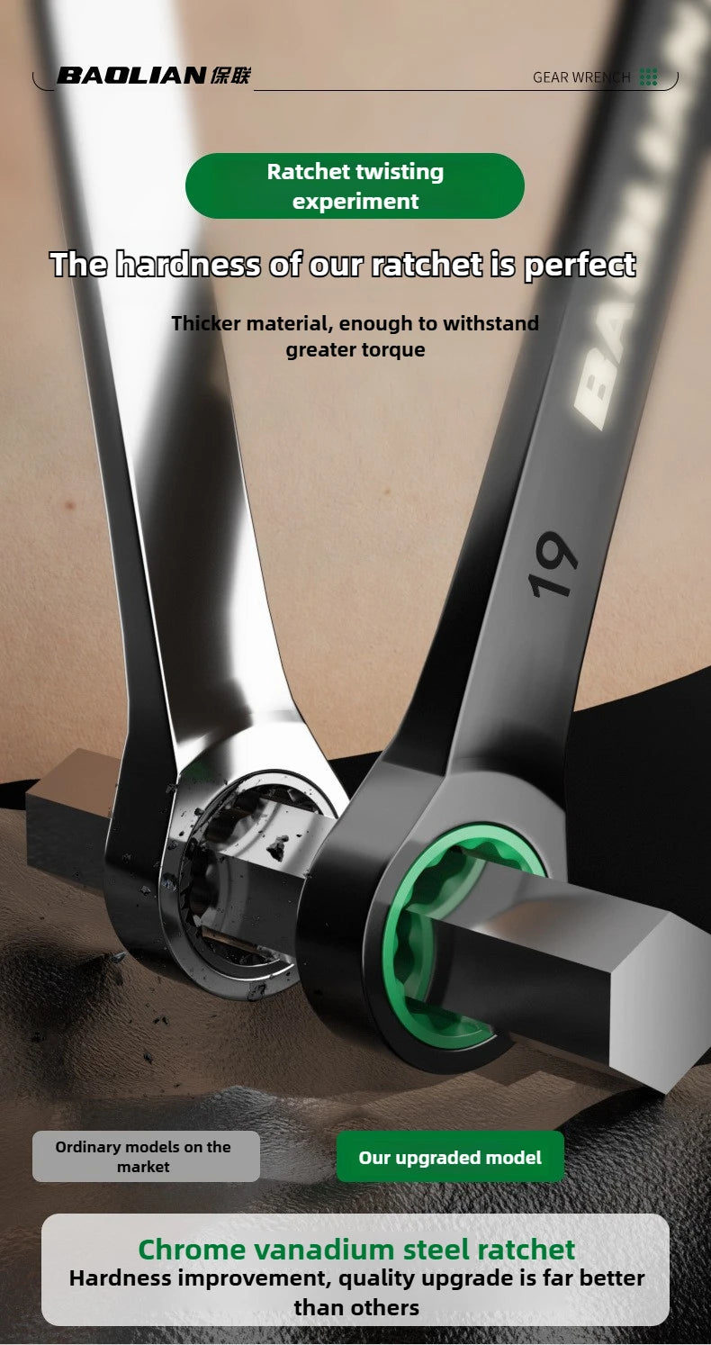 BAOLIAN Llave de trinquete de flor de ciruelo rápida direccional dual, herramienta de llave de doble uso de apertura pequeña automática de grado industrial