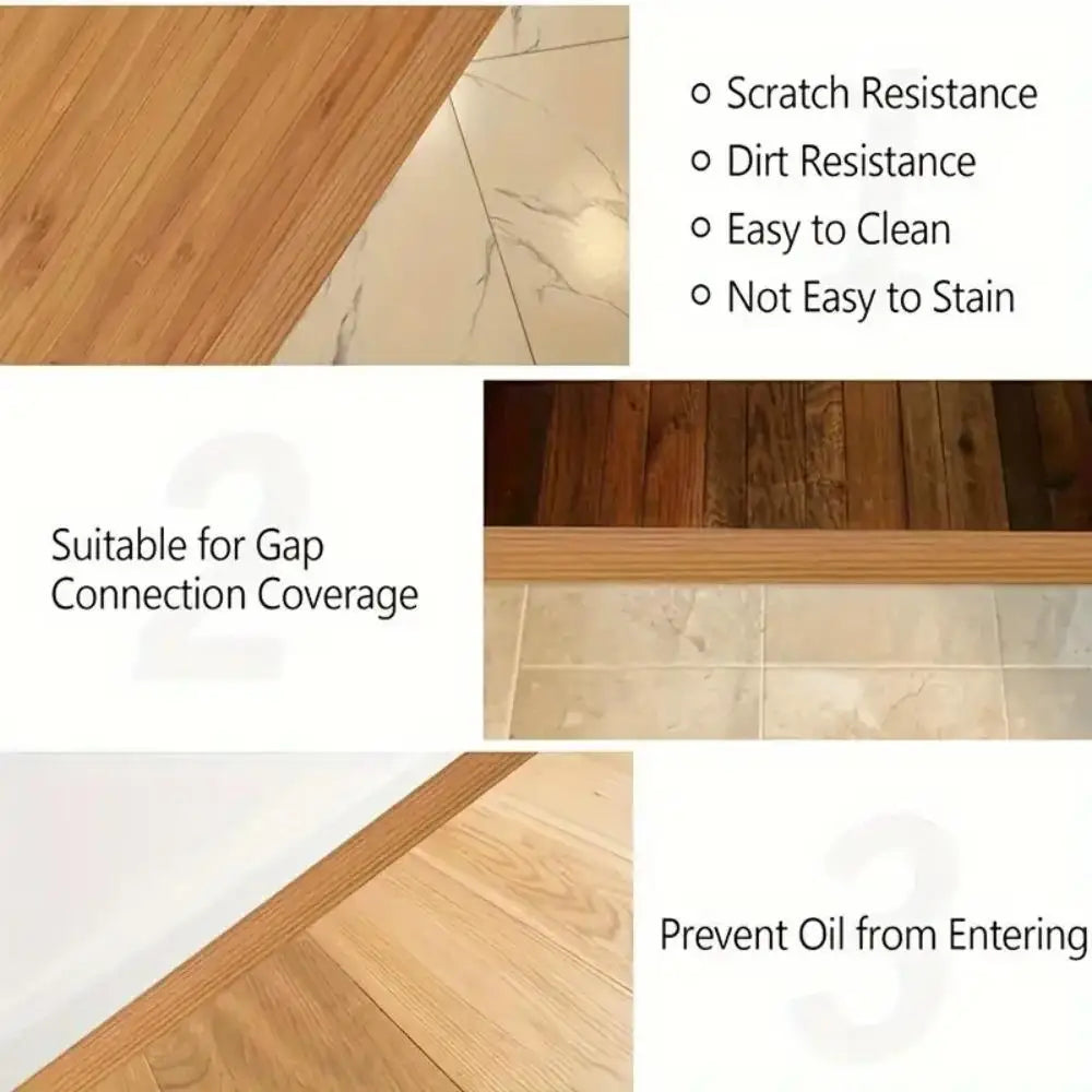 Tira de Transición para Piso de PVC con Aspecto de Madera, Autoadhesiva, de 1M, Antideslizante y Resistente al Viento, Recortable, para la Base de Puertas y Sellado de Ventanas