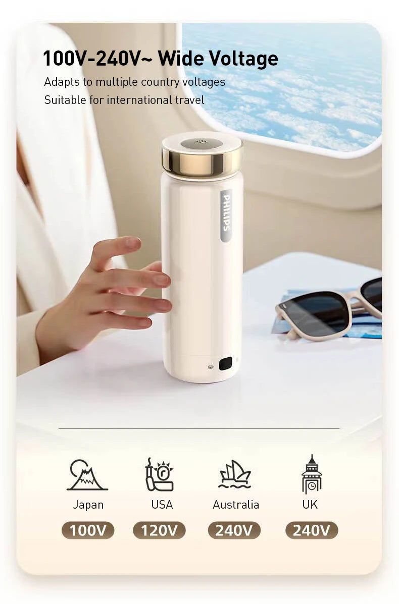 Taza Calefactora Eléctrica Portátil 400ml con 5 Niveles de Temperatura