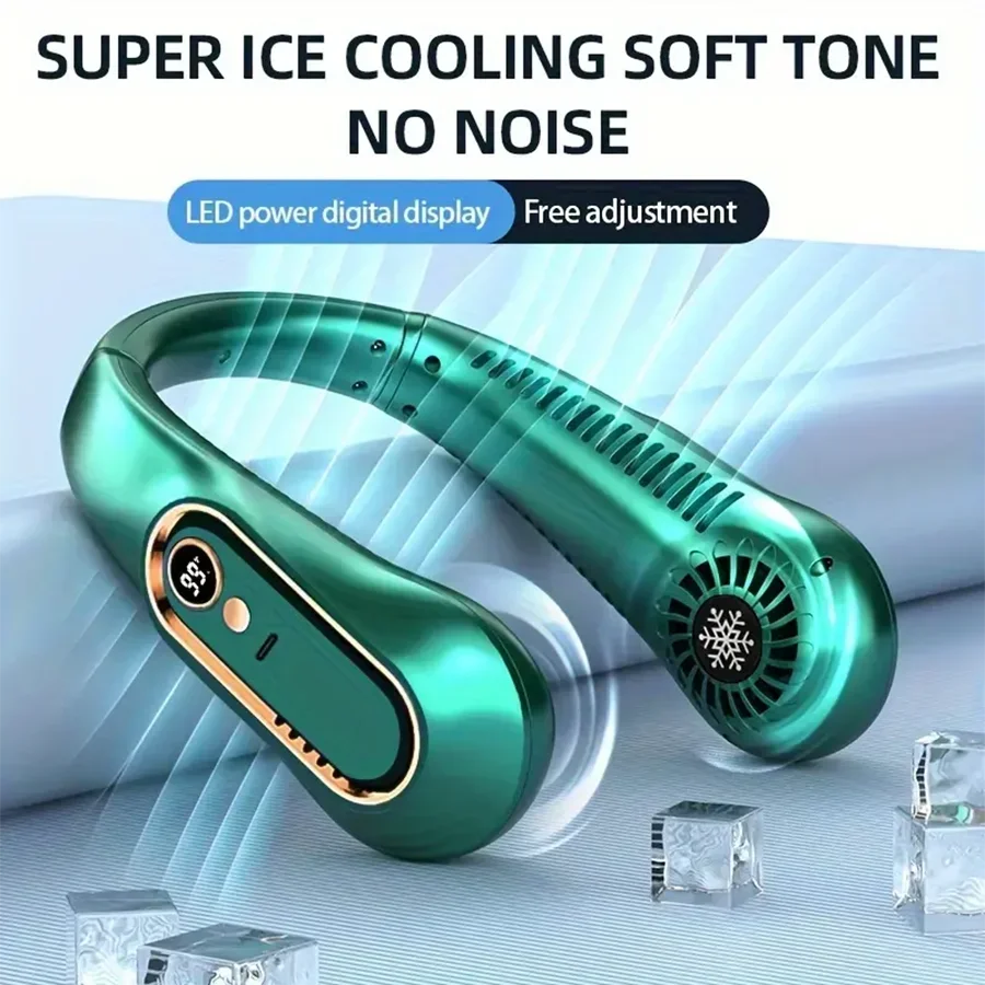 Ventilador de Cuello Portátil Sin Aspas con Pantalla LED