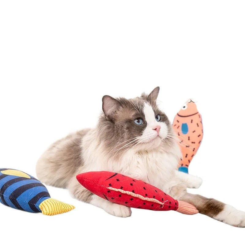 1 pieza de juguete creativo para gatos con forma de pez, resistente a mordeduras, hierba gatera, juguetes para masticar para mascotas, suministros de interacción para mascotas, favores para gatos