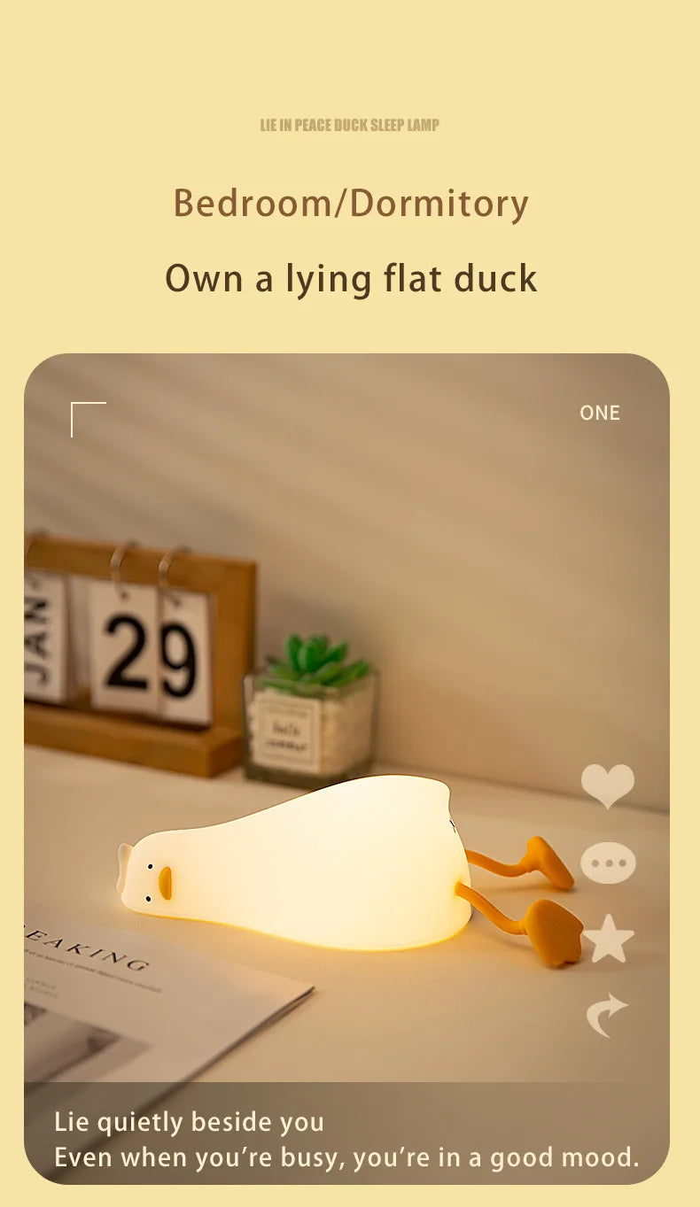 Lámpara LED Nocturna de Silicona con Forma de Pato