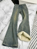 Pantalones Vaqueros Bootcut Vintage con Forro Polar