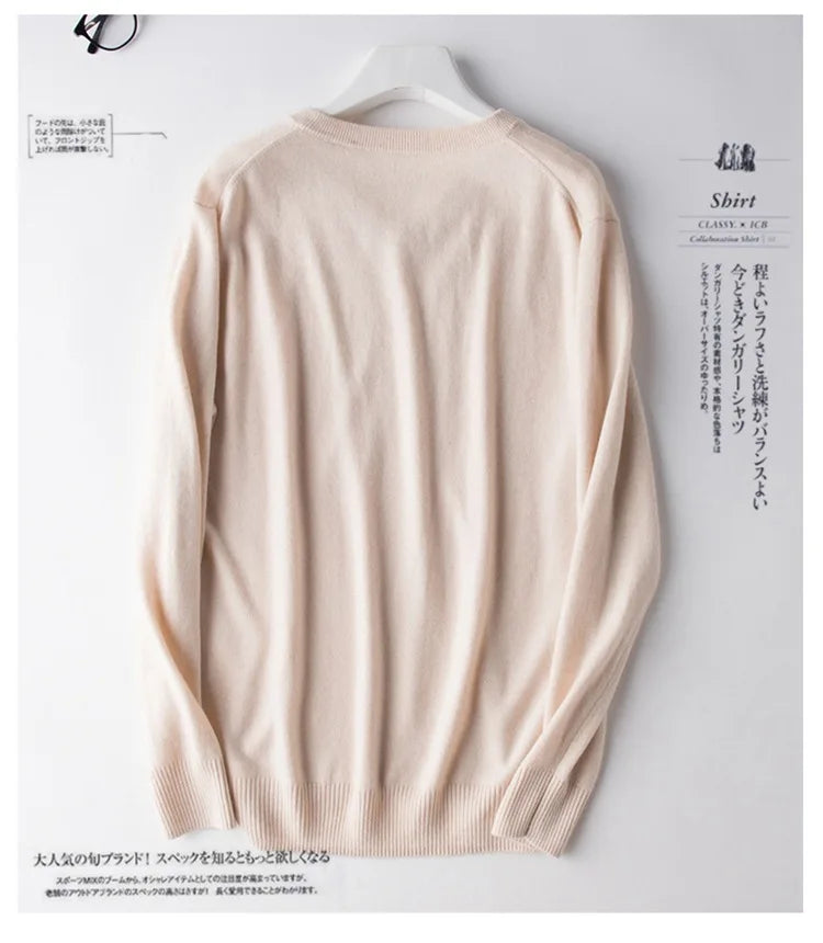 Buzo de punto con cuello en V para hombre - Algodón y Cachemira