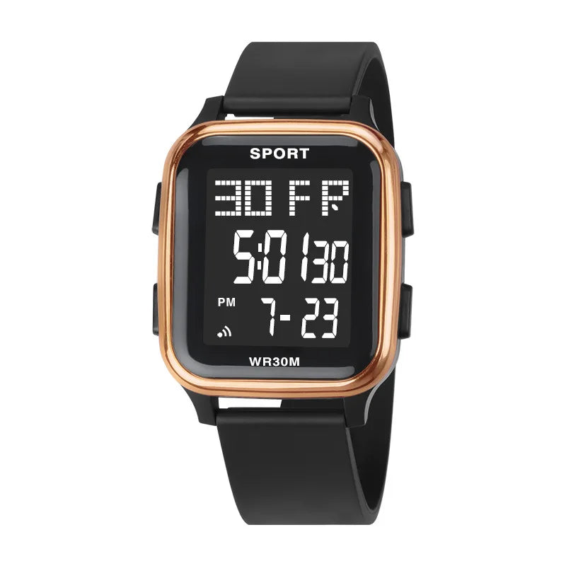 Reloj deportivo YIKAZE para hombre, reloj electrónico multifunción resistente al agua, reloj de pulsera Digital LED ultrafino para hombre y estudiante
