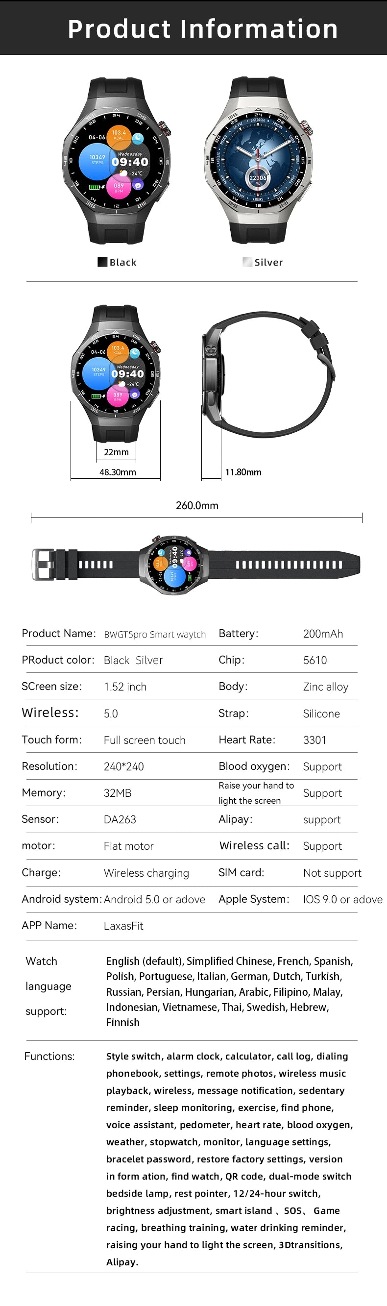 Reloj Inteligente LIGE ECG con Bluetooth para Llamadas