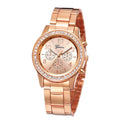 Reloj dorado para mujer Geneva, reloj clásico de acero inoxidable para mujer, relojes de cuarzo con diamantes de imitación a la moda, reloj de pulsera para mujer y niña