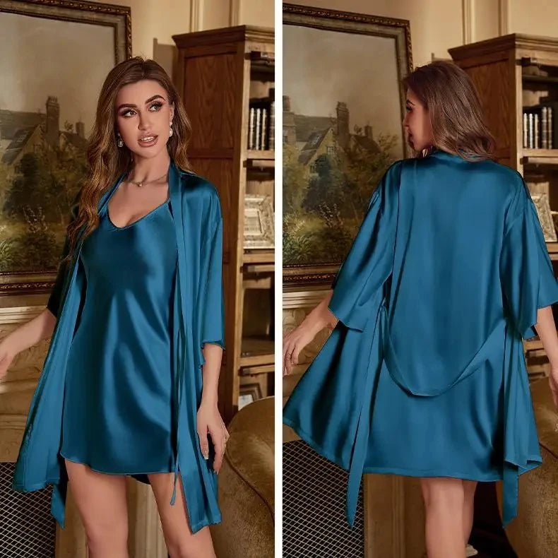 Conjunto Pijama Kimono para Mujer - Bata y Camisón de Rayón Verano