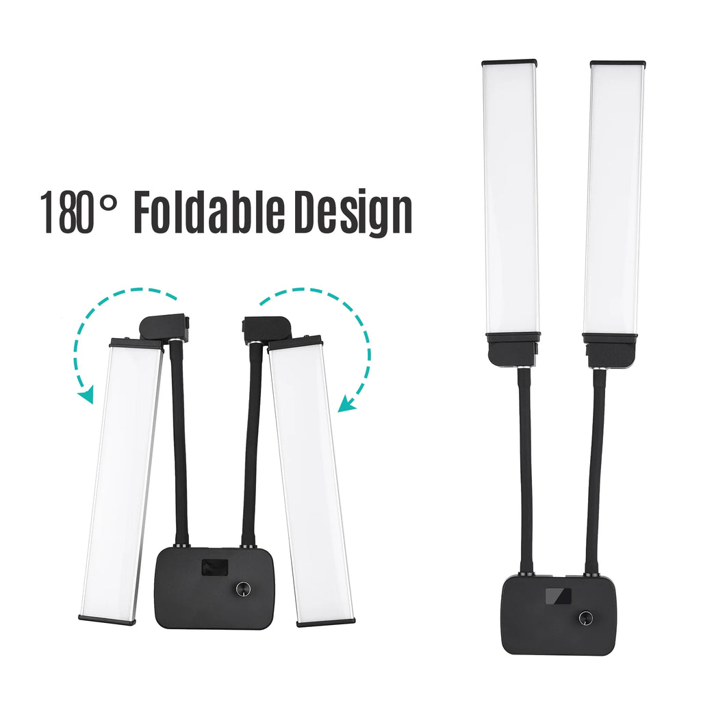 3 Modos de Iluminación con Soporte para Teléfono, Brazos Dobles Flexibles, Luz de Relleno LED Bicolor, Luz de Video LED Regulable para Transmisión en Vivo