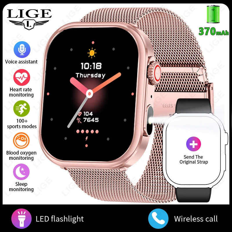 Smartwatch LIGE para mujer y hombre, pantalla 2,01", IP68, llamadas Bluetooth