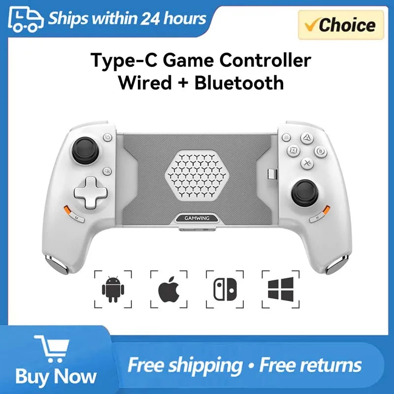 Original Gamwing Aobing Max tipo C AB01 con cable Bluetooth Stretch controlador de juego móvil para teléfono mito negro pollo Ios Android