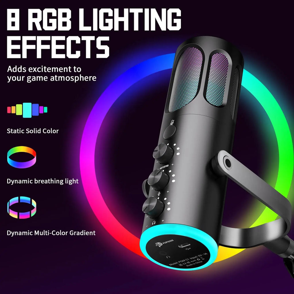 Micrófono USB Gaming PUPGSIS RGB con Brazo