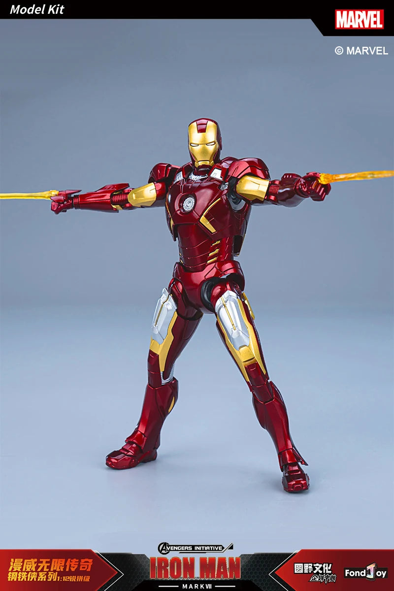 Figura de Anime de Iron Man MK5 de Marvel, Kit de Modelo a Escala 1/12, Serie Infinity Saga, Ironman Mark 5, Ensamblaje ABS, Articulaciones Móviles, Regalos y Juguetes